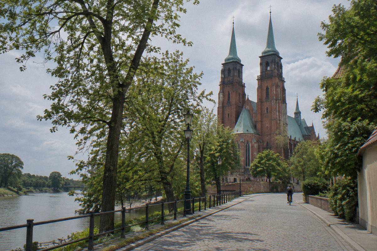 The twin brick towers of Poznan Cathedral on Ostrow Tumski