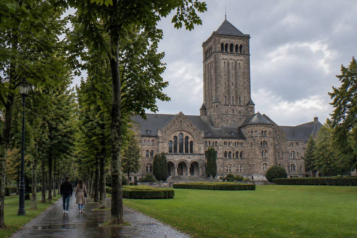 The neo-Romanesque Imperial Castle in Poznan on a bright afternoon