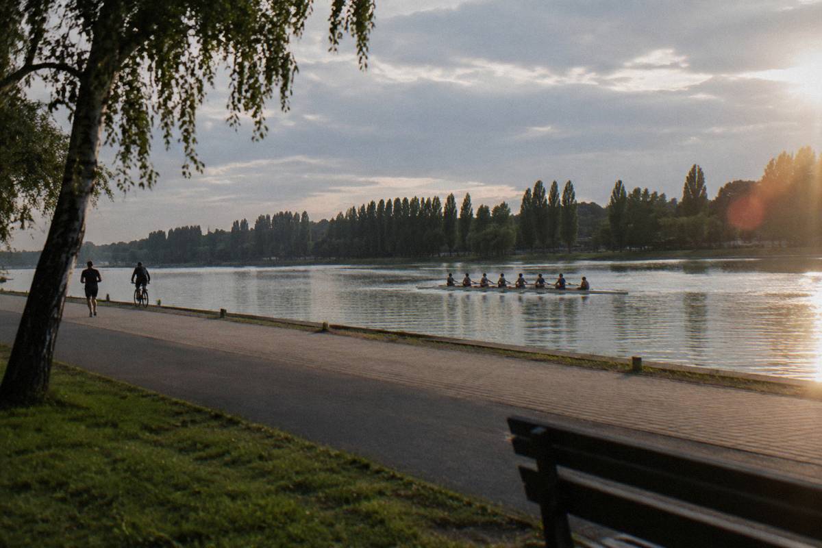 Rowers on the Malta regatta course in Poznan