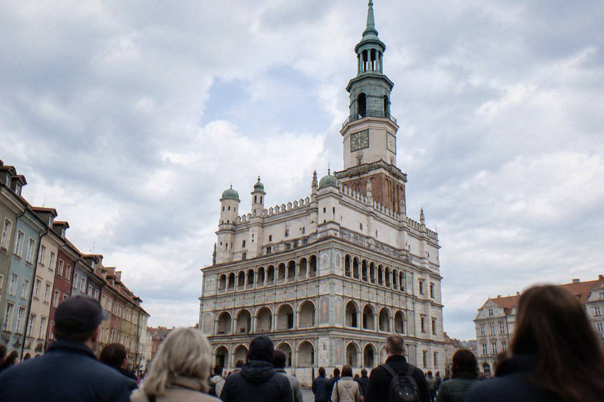 The Renaissance town hall facade in Poznan